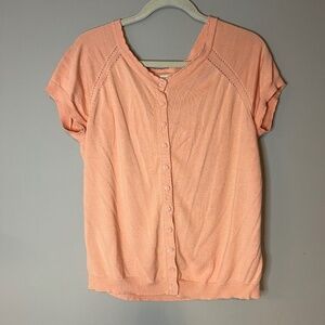 Modcloth Peach Thin Knit Short Sleeve Cardigan Retro Pin Up Mid Mod Style